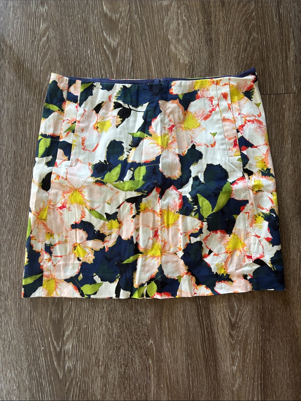 J. Crew Factory Navy Colorful Floral Print Mini Skirt Size 4 Small Medium